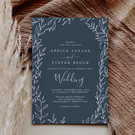 Invitation Feuille minimale | Mariage bleu ardoise