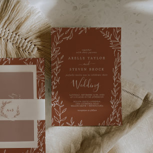 Invitation Feuille minimale Mariage en terre cuite