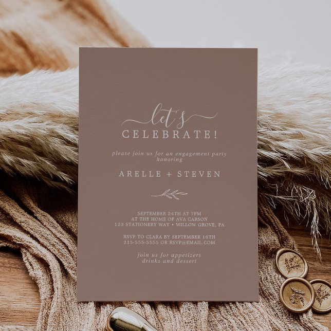 Invitation Feuille minimale | Neutre Fêtons l'invitation (Créateur téléchargé)