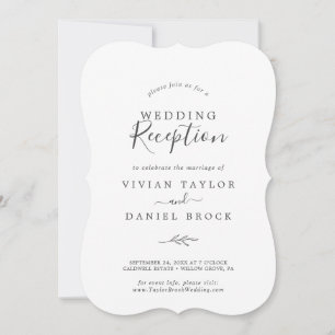 Invitation Feuille minimale Réception de mariage gris foncé