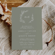 Feuille minimale | Sage Green Mariage de monogramm