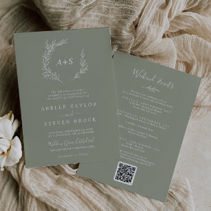 Invitation Feuille minimale Sage Green Weekend Events Maria