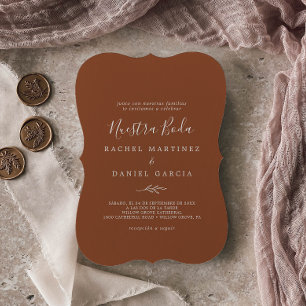 Invitation Feuille minimale Terracotta Espagnol Nuestra Bod