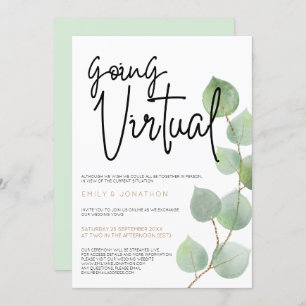 Invitation Feuille moderne Eucalyptus Script Mariage virtuel