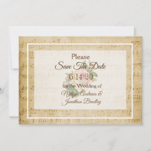 Invitation Feuille Musique rose rose rose Enregistrer la date