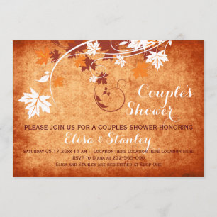 Invitation Feuille orange mariage de automne couple douche
