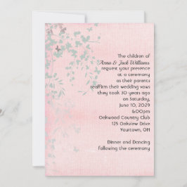 Invitation Feuille rose et argent