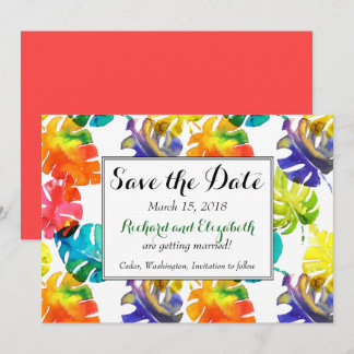 Invitation Feuille tropicale aquarelle mariage Enregistrez la