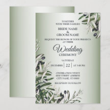 Feuille vert Olive noir Elégant mariage