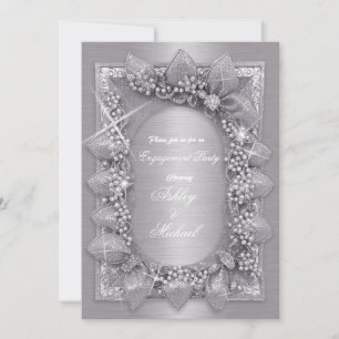 Invitation feuilles argent métallisé luxe chic mode
