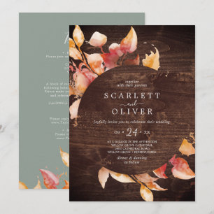 Invitation Feuilles automnales   Rustique avec détails sur le