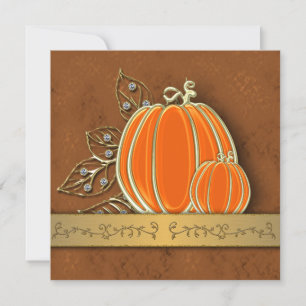 Invitation Feuilles Citrouilles précieux de Thanksgiving Gold