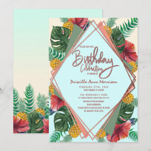 Invitation Feuilles d'ananas tropical d'été