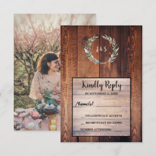 Invitation Feuilles d'aquarelle sur le bois de la grange phot