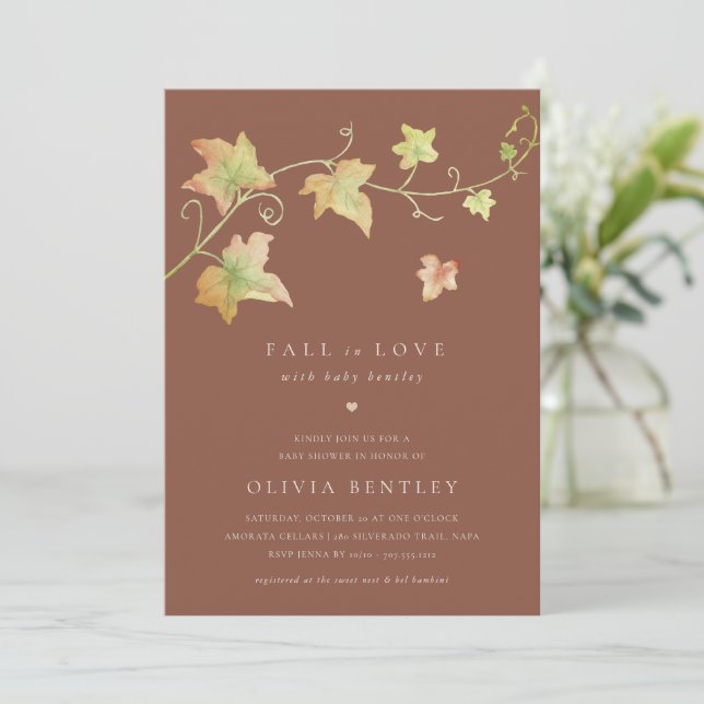 Invitation Feuilles d'automne Baby shower d'automne moderne (Debout devant)