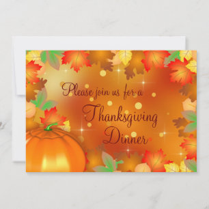 Invitation Feuilles d'automne colorées bon thanksgiving