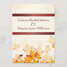 Feuilles d'automne dorées avec Mariage rouge