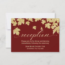 Invitation Feuilles d'automne dorées Réception de mariage de 