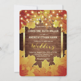 Invitation Feuilles d'automne Éclairages à cordes Mariage de 