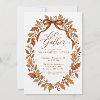 Invitation Feuilles d'automne élégantes s'inclinent au dîner 