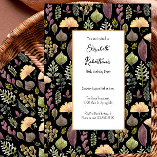 Invitation Feuilles d'automne et fougères pour 76e anniversai