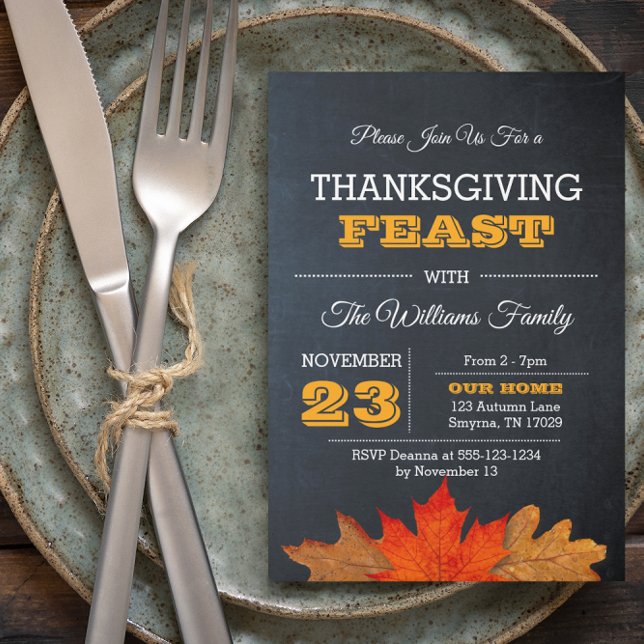 Invitation Feuilles d'automne et tableau de bord Thanksgiving (Créateur téléchargé)