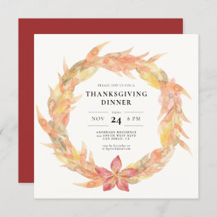 Invitation Feuilles d'automne germe Thanksgiving dîner