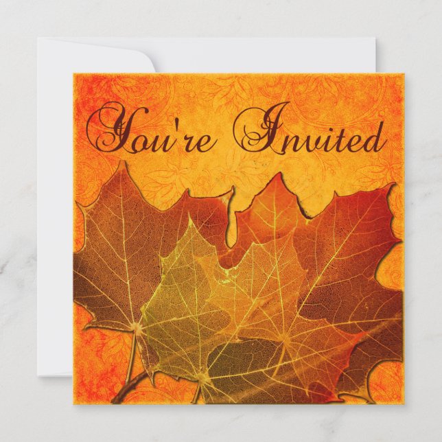 Invitation Feuilles d'automne orange, coutume de Thanksgiving (Devant)