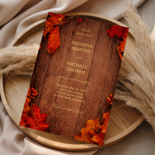 Invitation Feuilles de bois rustiques d'automne