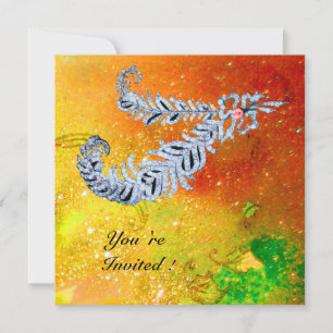 Invitation FEUILLES DE DIAMONDE, étincelles d'or jaune brun