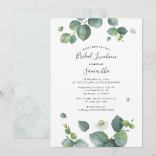 Invitation Feuilles de eucalyptus botanique pour un déjeuner 