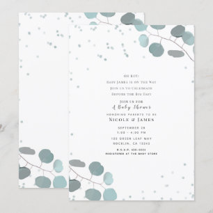 Invitation Feuilles de eucalyptus vert Baby Shower Garçon ou 