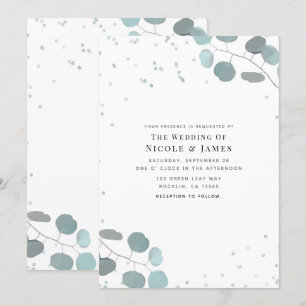 Invitation Feuilles de Eucalyptus Vert Mariage Rustique