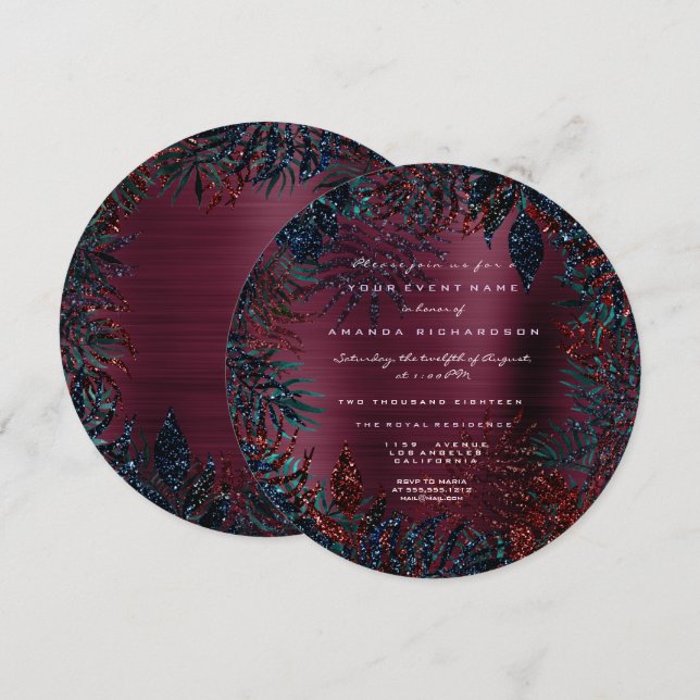 Invitation Feuilles de fougère florales tropicales encadrées  (Devant / Derrière)