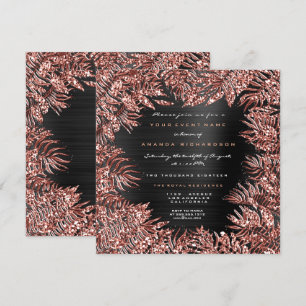 Invitation Feuilles de fougère tropicales encadrées or rose c