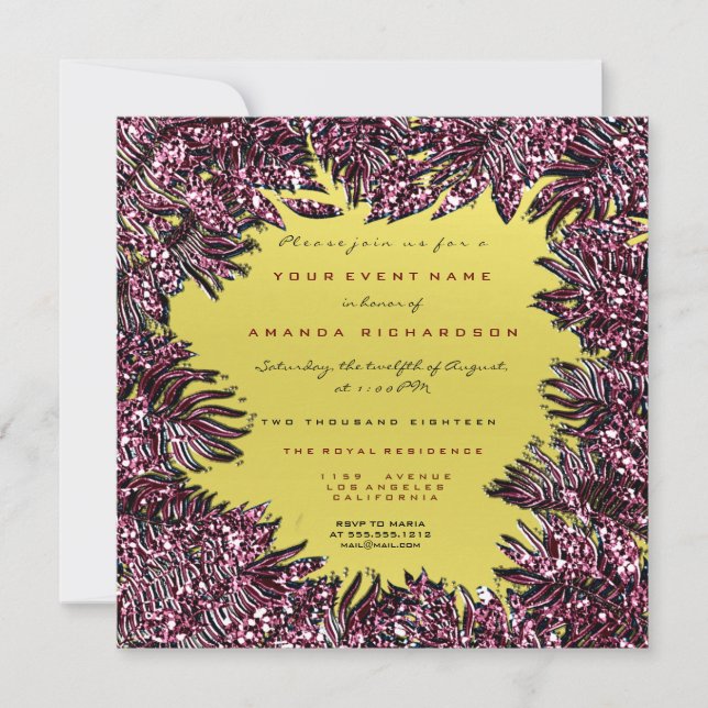 Invitation Feuilles de fougères encadrées Métallurgique Bourg (Devant)