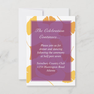 Invitation Feuilles de ginkgo tombantes sur une pochette de m