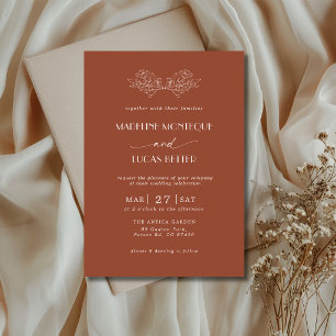 Invitation Feuilles de houx en terre cuite blanche pour un ma