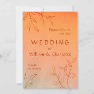 Invitation Feuilles de la ligne orange brûlés Ombré Mariage d