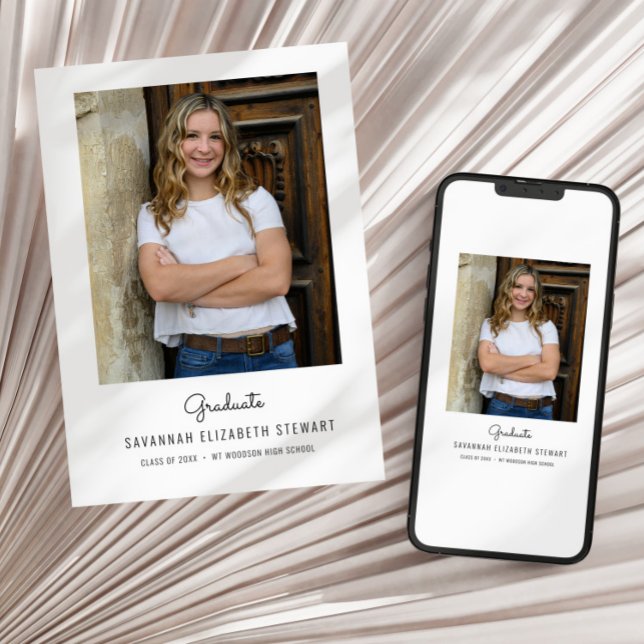 Invitation Feuilles de l'annonce d'un diplôme féminin simple (Créateur téléchargé)