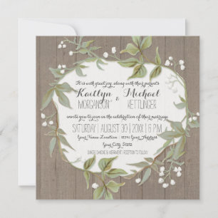 Invitation Feuilles de laurier en bois feuillu w Babys Respir