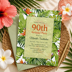Invitation Feuilles de Palmier Tropicales 90e Anniversaire