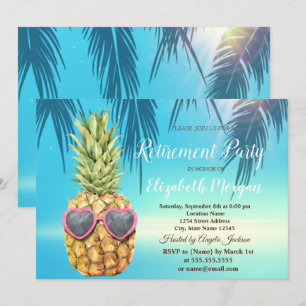 Invitation Feuilles de palmiers tropicaux Cool Ananas Retrait