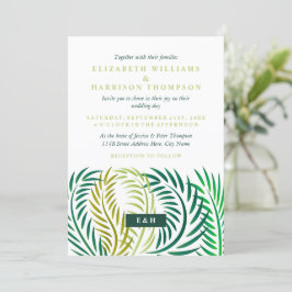 Invitation Feuilles de palmiers tropicaux, Mariage de plage