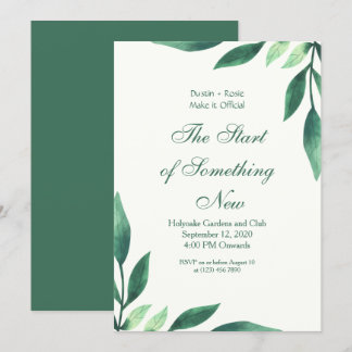 Invitation Feuilles de script vert