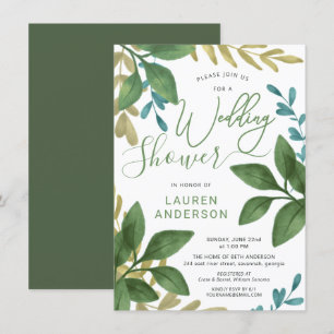 Invitation Feuilles de thé à l'aquarelle Wedding shower