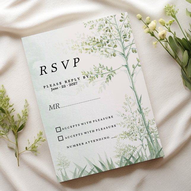 Invitation Feuilles de verdure botanique floral rustique RSVP (Botanical greenery leaf floral rustic RSVP)