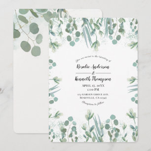 Invitation Feuilles de verdure d'eucalyptus rustique pour mar