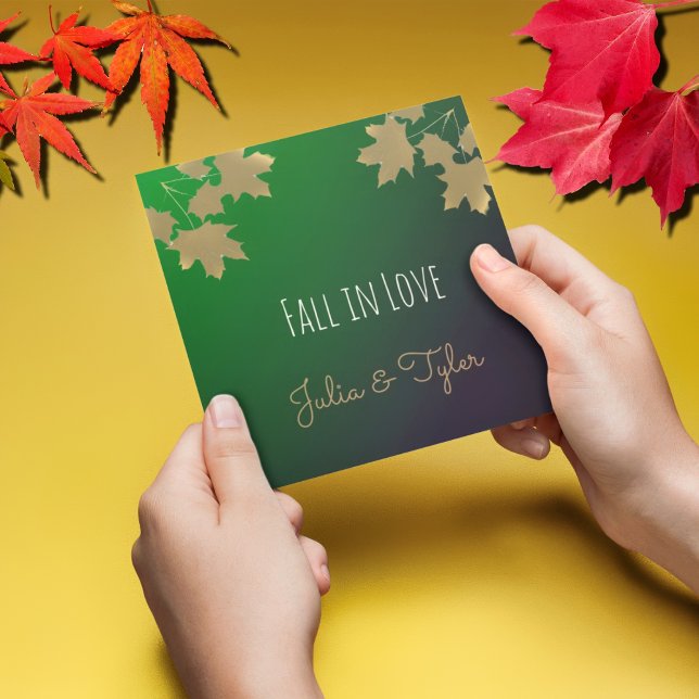 Invitation Feuilles d'érable doré en gradient Emerald (Créateur téléchargé)