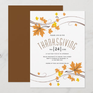 Invitation Feuilles d'érable orange marron automne Thanksgivi